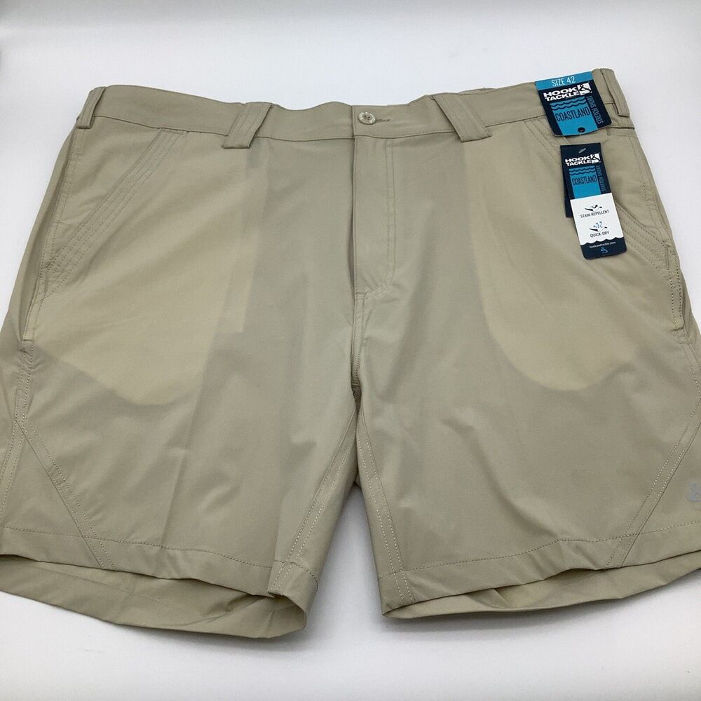 Hook &‎ Tackle Mens Coastland Fishing Shorts Tan Size 42 NWT